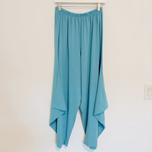 bryn Walker Pants - Bryn Walker Bamboo Organic Cotton Wide Leg Pull On Pants Lagenlook Blue Large